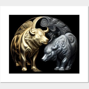 Gold and Silver Bears Posters and Art